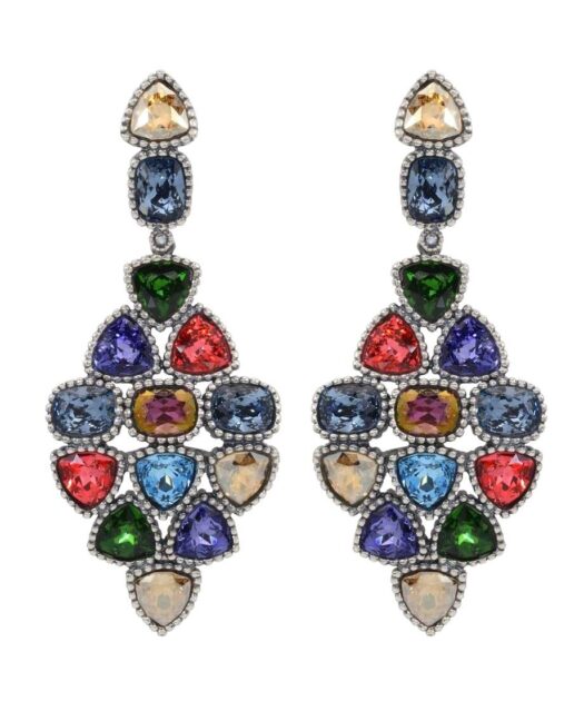 Pendientes largos con cristales Swarovski de muchos colores