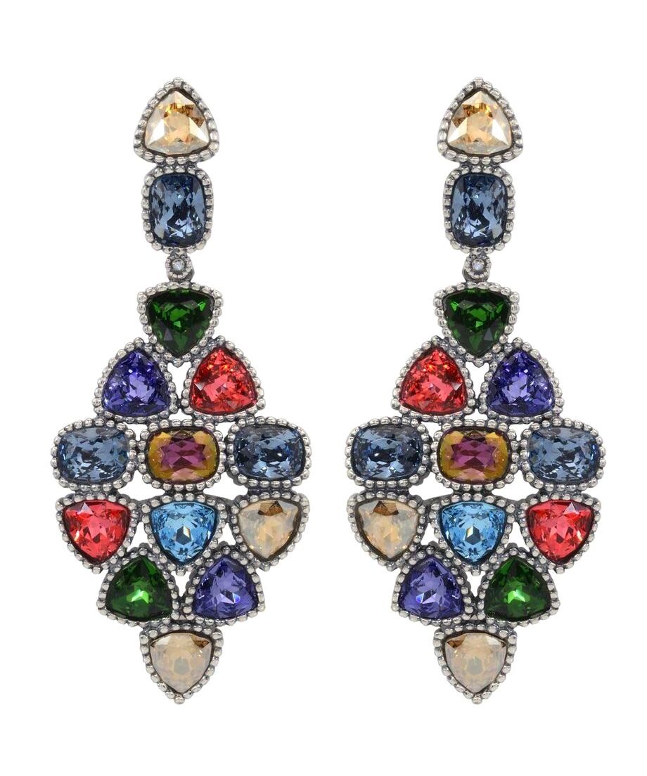 Pendientes largos con cristales Swarovski de muchos colores