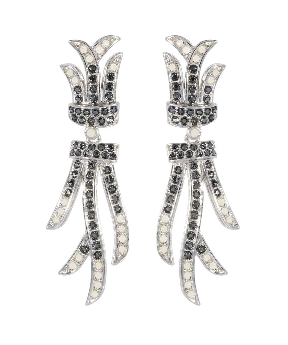 Pendientes largos filigrana en plata de ley rodinada con Swarovski Elements Pendientes largos filigrana en plata de ley rodinada con Swarovski Elements