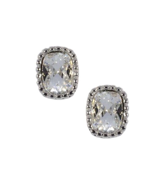 Pendientes pequeños rectangulares con un cristal Swarovski blanco