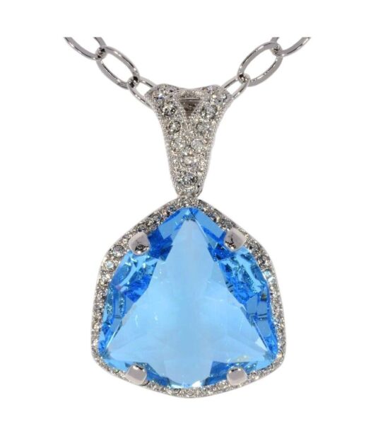 Colgante fiesta azul de plata de ley rodinada con cadena a juego