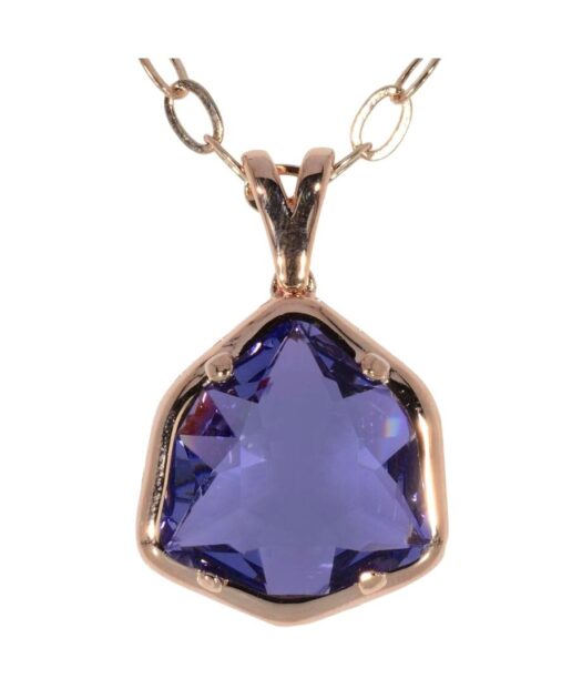 Colgante fiesta oro rosa de plata de ley con un cristal violeta