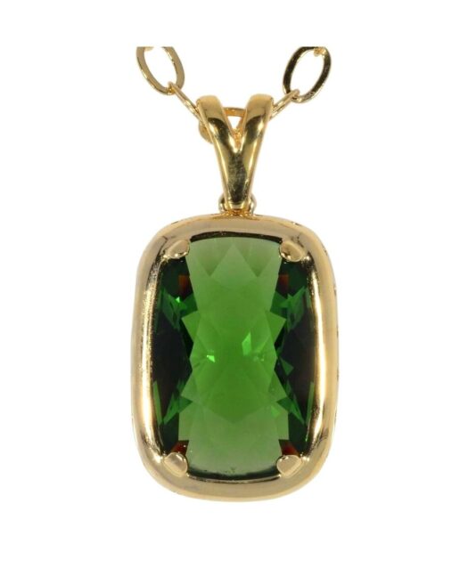 Colgante fiesta verde de plata de ley con baño de oro amarillo