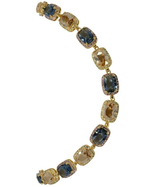 Collar fiesta dorado y violeta de plata de ley bañada en oro amarillo