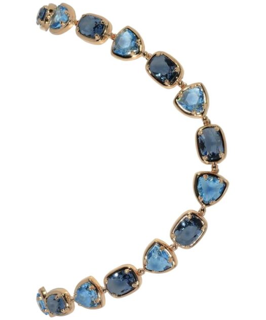 Collar fiesta oro rosa con cristales Swarovski azules de plata