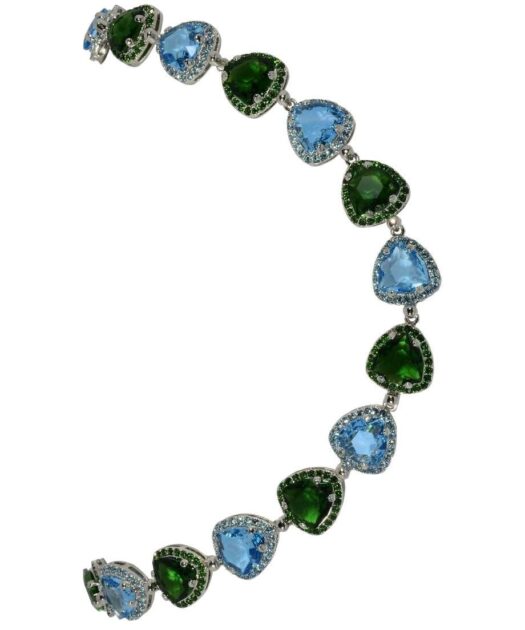 Collar fiesta verde y azul con Swarovski Elements de plata de ley