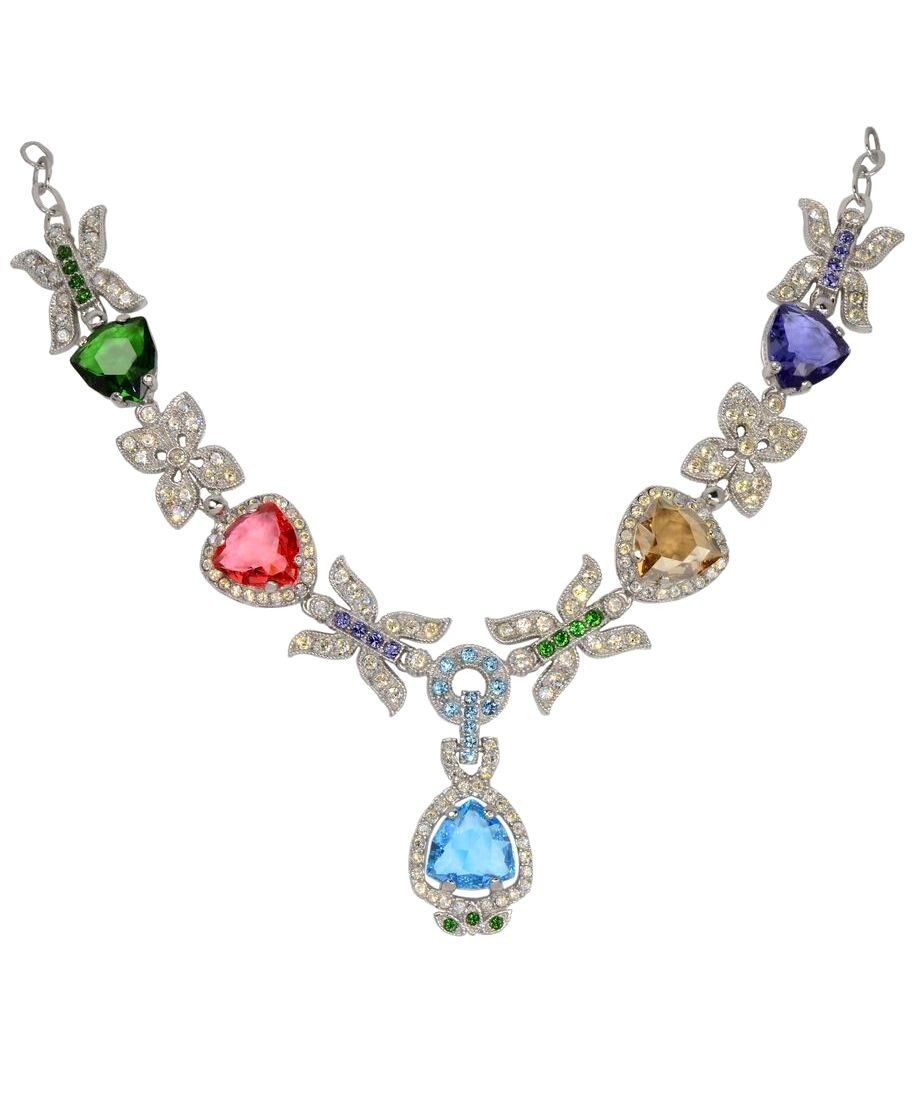 Collar novia de colores de plata rodinada con cristales Swarovski Collar novia de colores de plata rodinada con cristales Swarovski