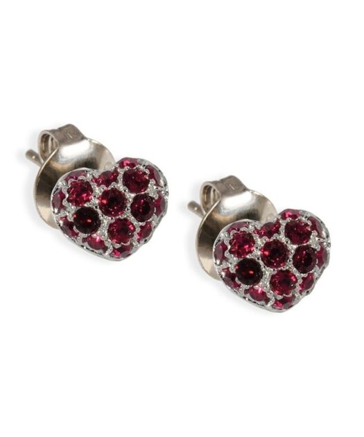 Pendientes corazón rojo Swarovski de plata
