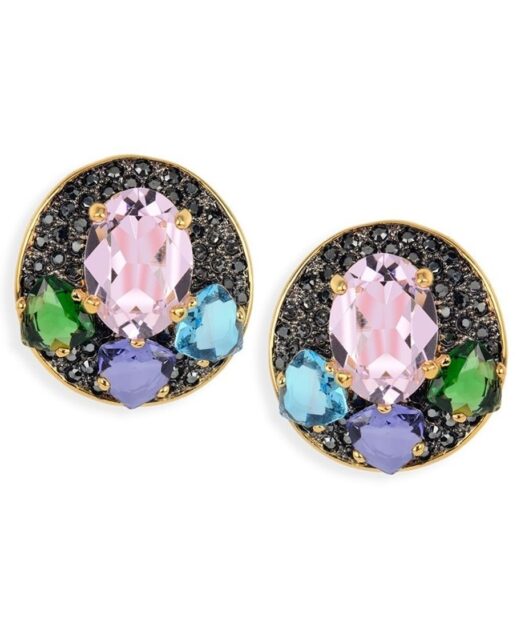 Pendientes oro rosa cortos de plata con cristales Swarovski