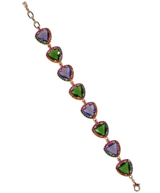 Pulsera fiesta con cristales Swarovski de plata de ley bañada en oro rosa