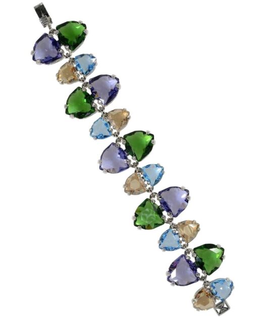 Pulsera fiesta con Swarovski Elements de plata de ley rodinada