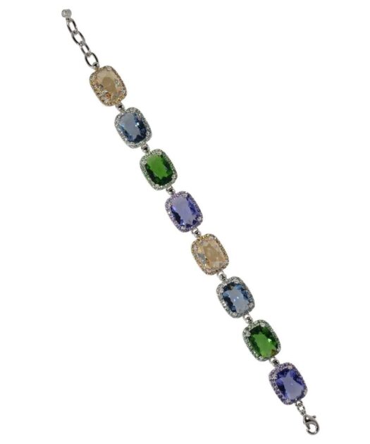 Pulsera fiesta de plata en cuatro colores con cristales Swarovski