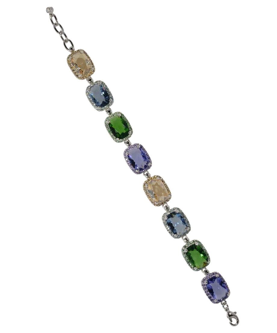 Pulsera fiesta de plata en cuatro colores con cristales Swarovski