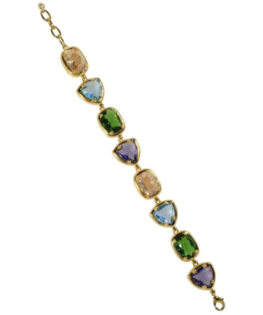 Pulsera fiesta dorada de plata de ley con Swarovski Elements