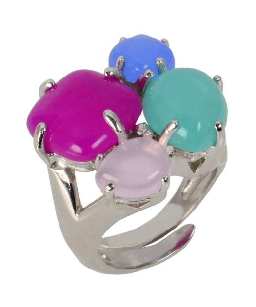 Anillo Alegría con cuatro cristales Swarovski mate en diversos tonos de plata de primera ley bañada en rodio