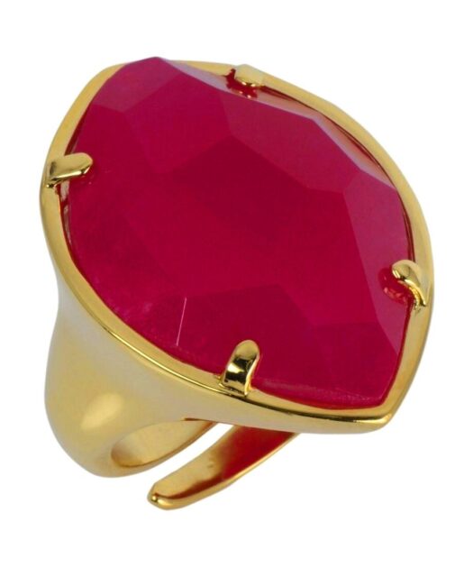 Anillo Alegría con piedra fucsia de plata bañada en oro rosa