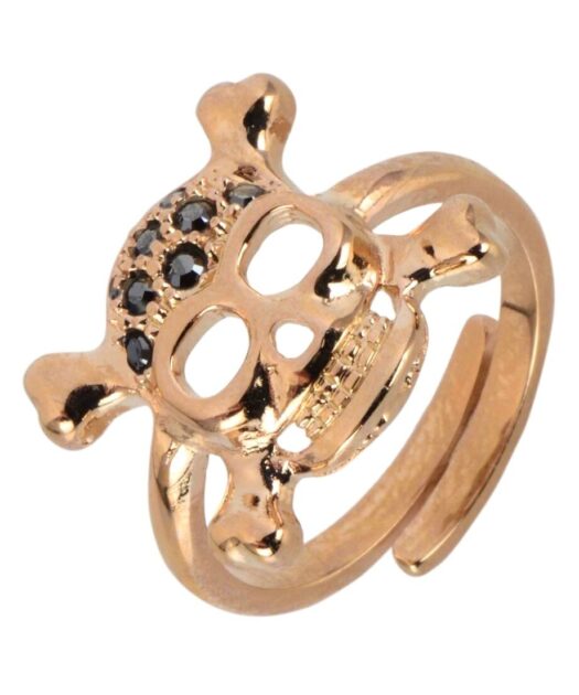 Anillo calavera para mujer de plata de ley bañada en oro rosa