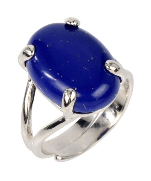 Anillo lapislázuli ovalado de plata de ley con baño de rodio