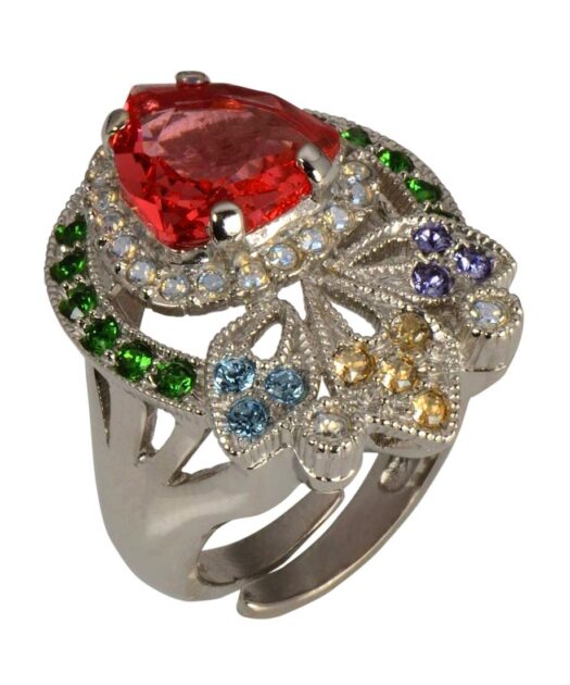 Anillo novia de colores con Swarovski Elements en plata rodinada