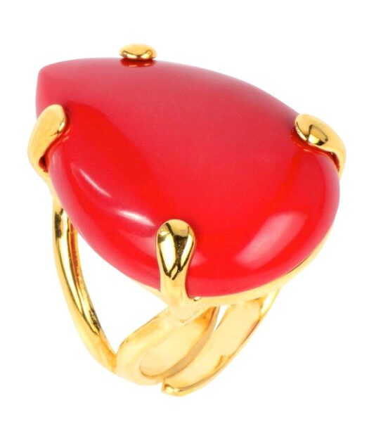 Anillo oro amarillo con coral de plata de 925 milésimas