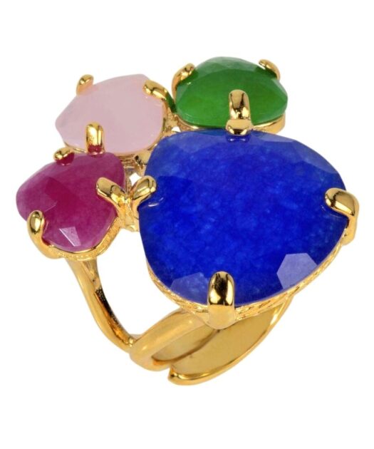 Anillo oro amarillo multicolor fabricada en plata de primera ley