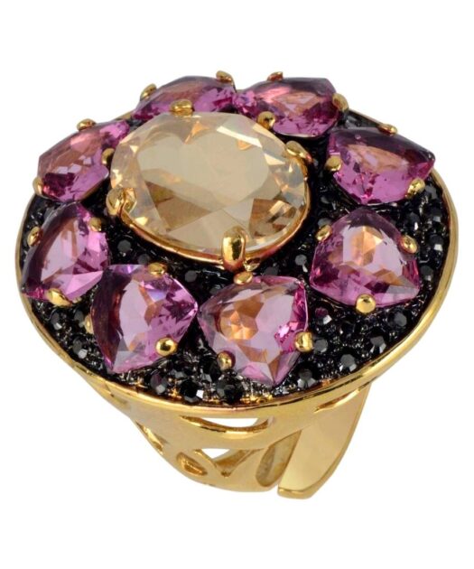 Anillo oro rosa Swarovski Elements de plata de primera ley