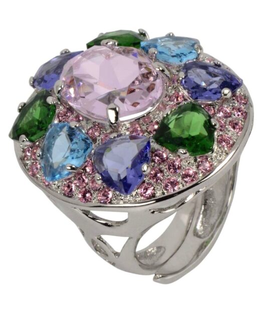 Anillo plata rodinada con Swarovski Elements de varios colores