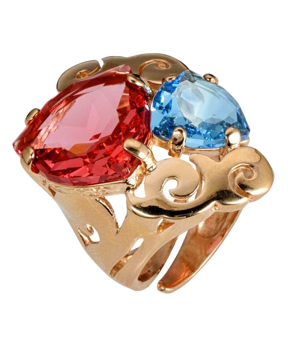 Anillo rosa y azul cielo de plata con cristales Swarovski de colores Anillo rosa y azul cielo de plata con cristales Swarovski