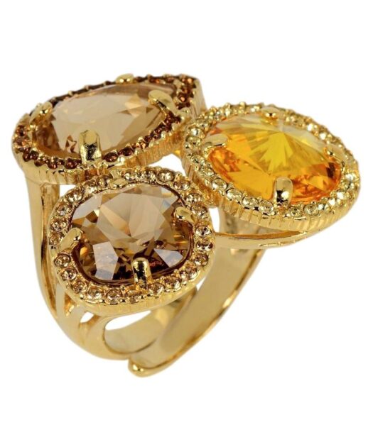 Anillo Swarovski Elements dorado y amarillo de plata bañada en oro
