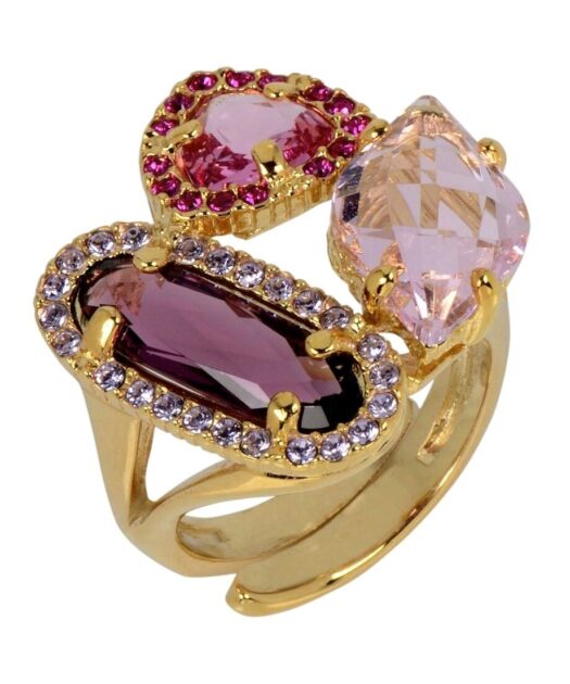 Anillo Swarovski Elements morado, malva y violeta de plata bañada en oro rosa
