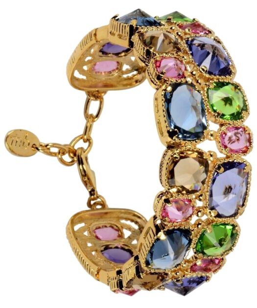 Brazalete dorado multicolor de plata con un baño de oro amarillo