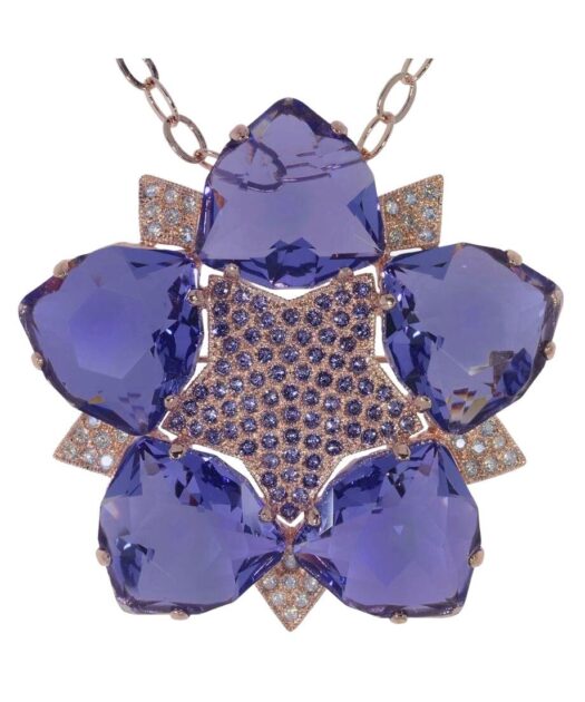 Colgante estrella Swarovski Elements de plata de ley bañada en oro rosa 18 quilates