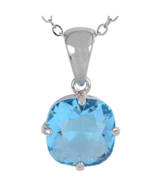 Colgante fetiche azul de plata de ley con un cristal Swarovski