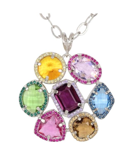 Colgante Swarovski Elements multicolor de plata de ley rodinada
