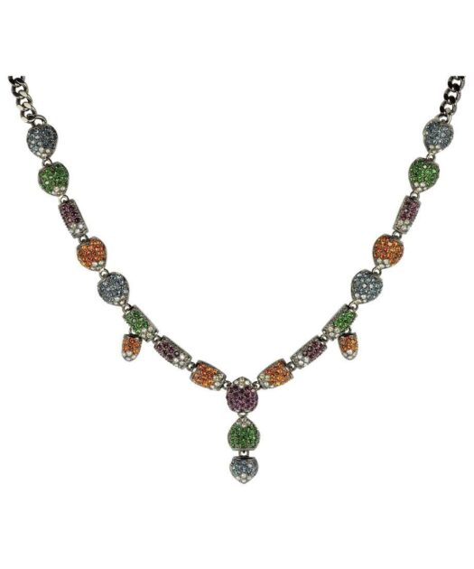 Collar con Swarovski Elements de colores en plata con baño de rutenio