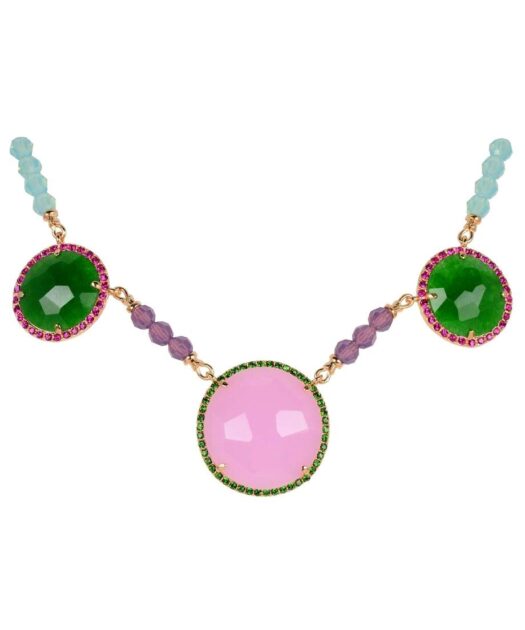 Collar Alegría con Swarovski Elements mate en varios colores de plata bañada en oro rosa