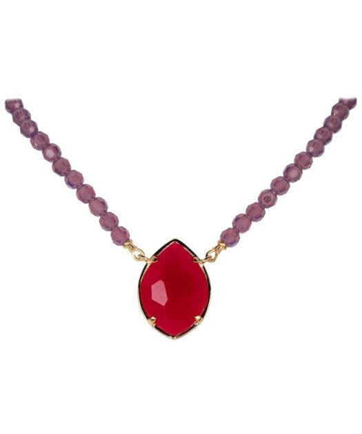 Collar Alegría con Swarovski Elements mate en tonos rojos y violetas de plata bañada en oro rosa