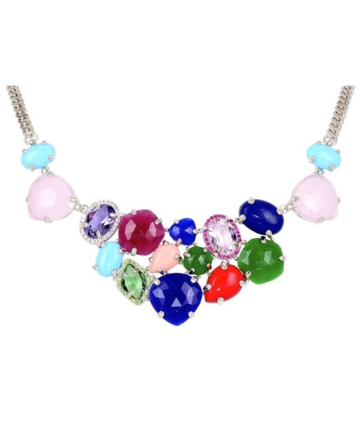 Collar de piedras naturales con Swarovski Elements en plata rodinada