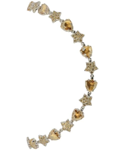 Collar estrellas Swarovski de plata de ley rodinada con cristales marrones