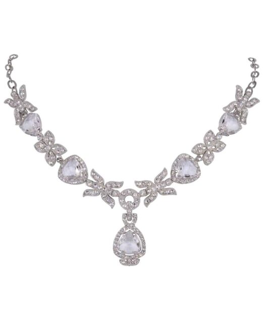 Collar novia estilo princesa de plata de ley con baño de rodio