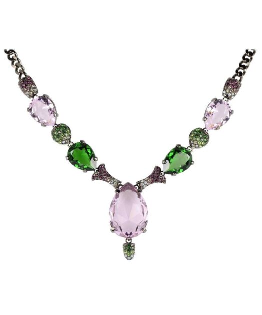 Collar plata con baño de rutenio y cristales Swarovski de colores
