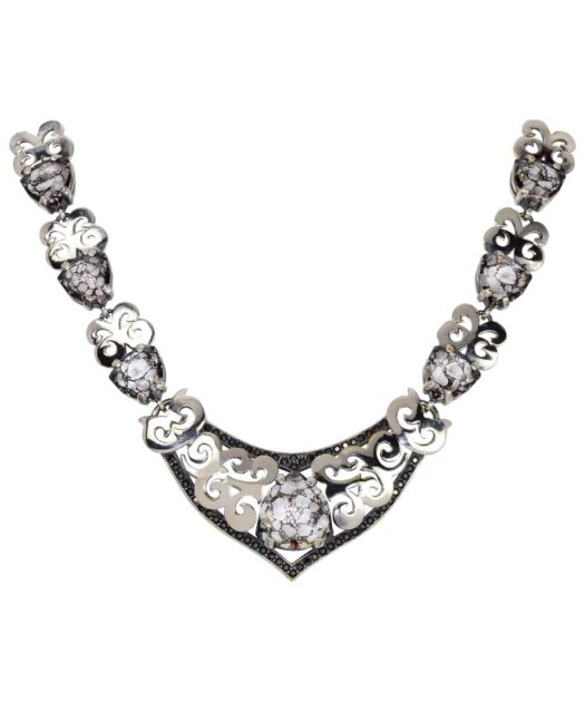 Collar plata con cristales negros Swarovski y baño de rodio