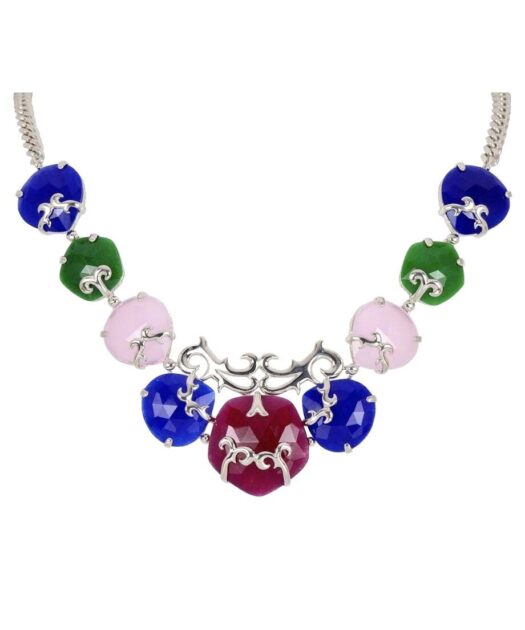 Collar plata y piedras naturales en varios colores