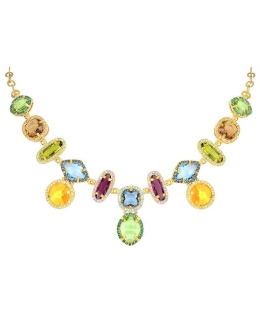 Collar Swarovski Elements de varios colores fabricado en plata con baño de oro