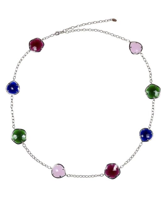 Gargantilla con cadena y piedras naturales de cuatro colores