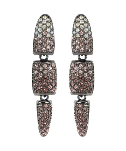 Pendientes articulados de tres piezas en plata de ley con cristales Swarovski