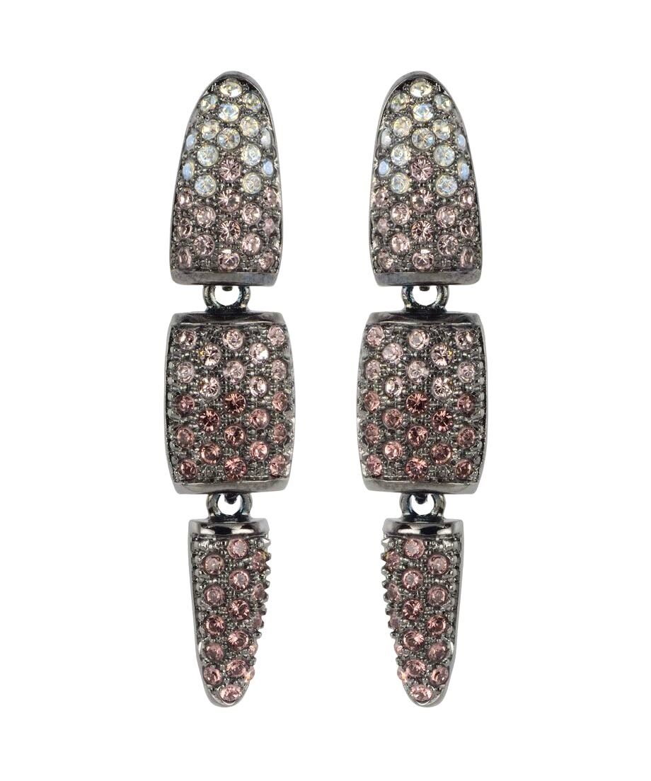 Pendientes articulados de tres piezas en plata de ley con cristales Swarovski Pendientes articulados de tres piezas en plata de ley con cristales Swarovski