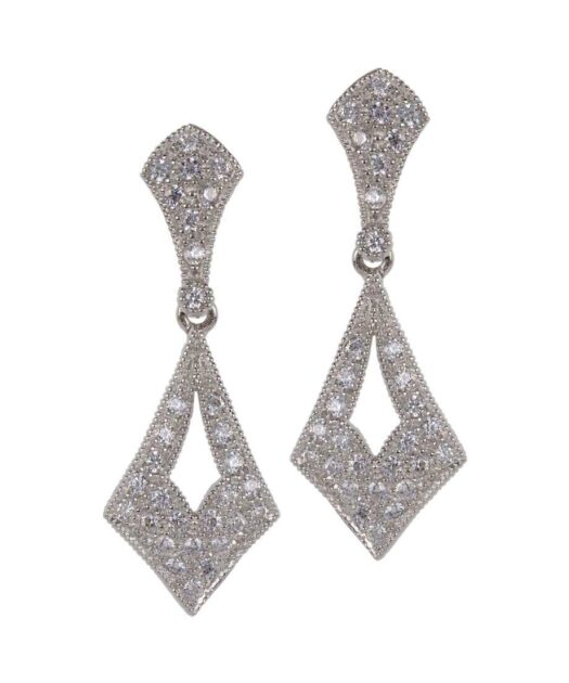 Pendientes articulados novia de plata rodinada con cristales Swarovski brillantes