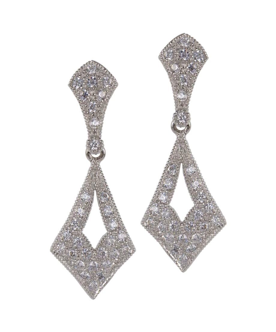 Pendientes articulados novia de plata rodinada con cristales Swarovski brillantes Pendientes articulados novia de plata rodinada con cristales Swarovski brillantes