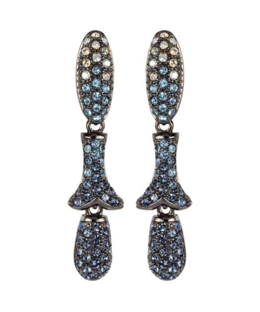 Pendientes azules de plata con rutenio montados con Swarovski Elements